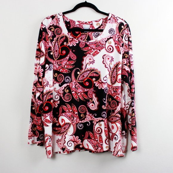 Chico’s Spicy Red Paisley Layering Tee - Picture 13 of 14